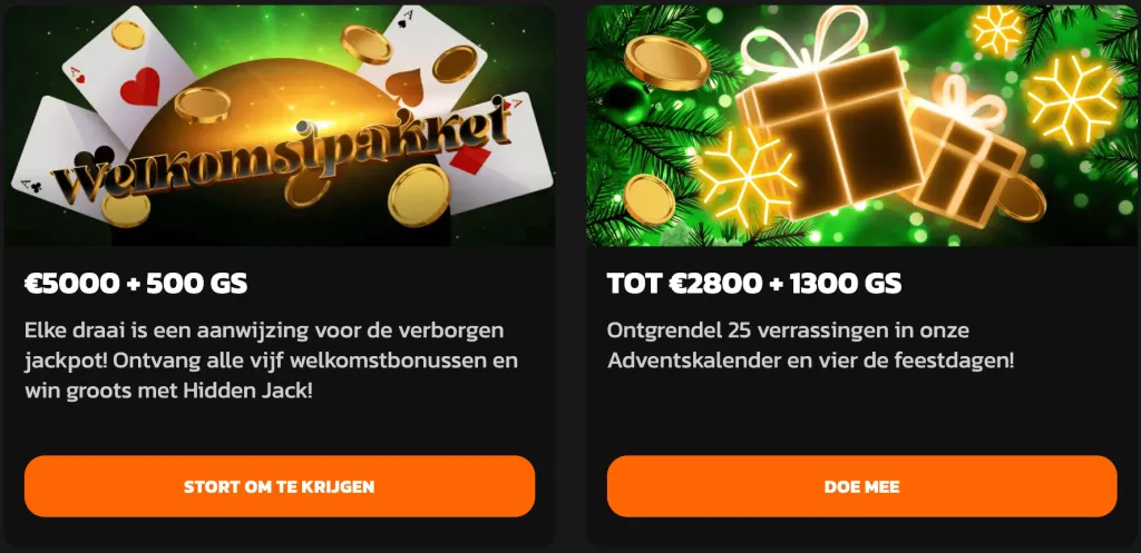 Welkomstbonus Hidden Jack Casino